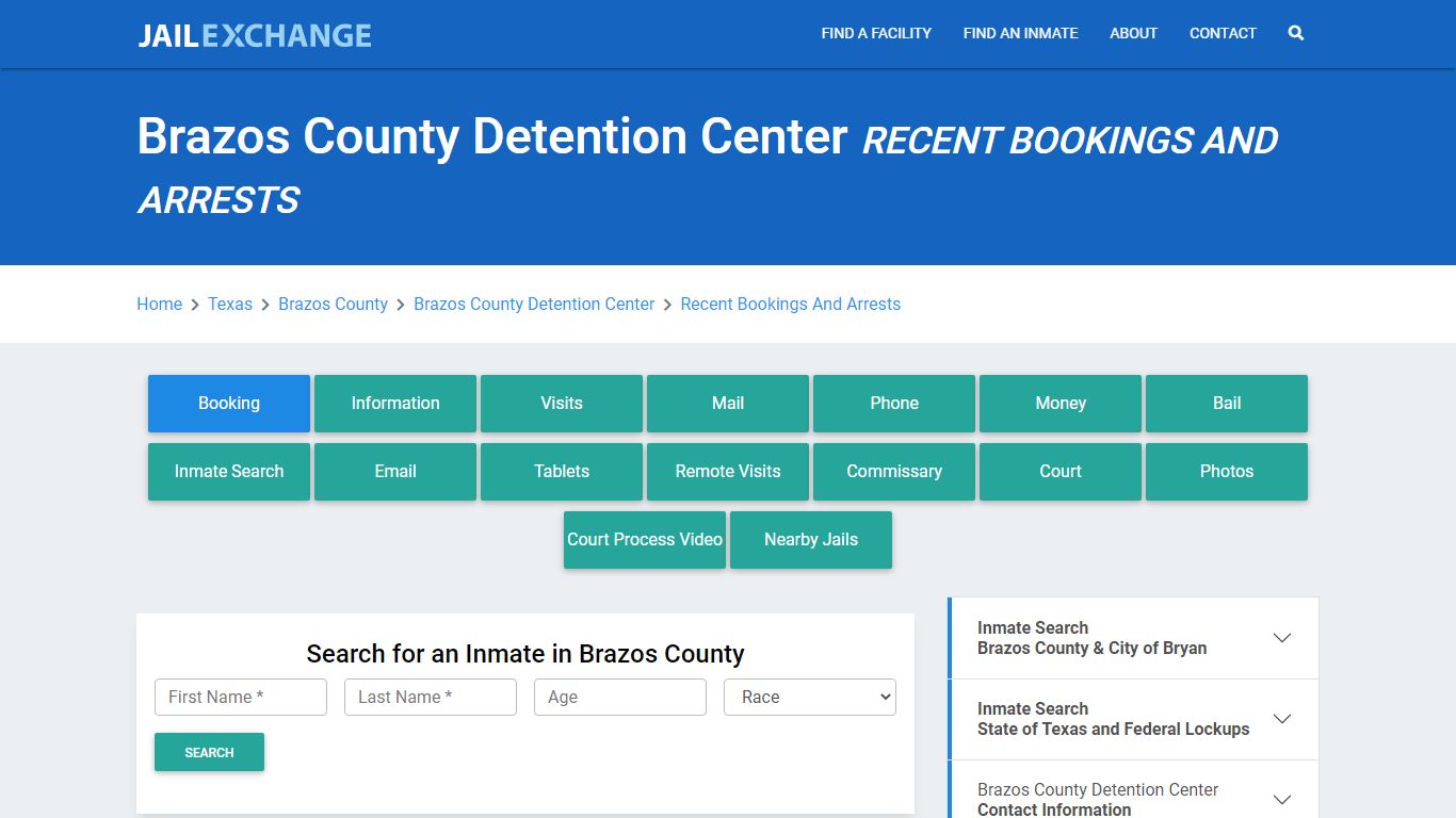 Brazos County Detention Center Recent Bookings And Arrests - Jail Exchange